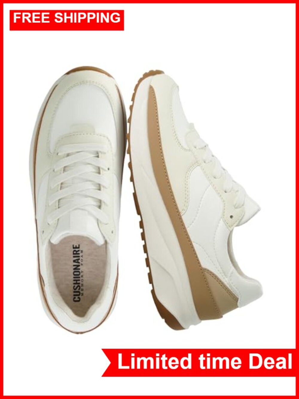 Womens Platform Sneakers Memory Foam Lace-Up Tennis Shoes